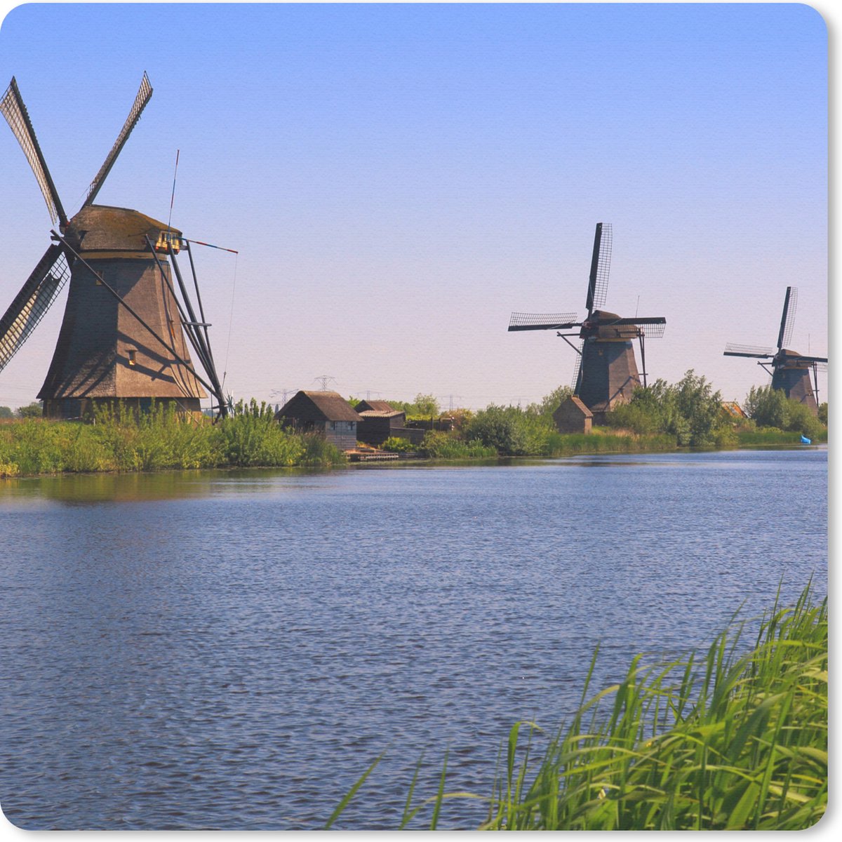 Muismat 20x20 cm - Mousepad Nederland - Molen - Water - Muismatten