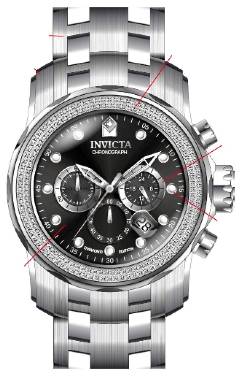 Invicta Pro Diver 37986 Quartz Herenhorloge - 48mm - Met 180 diamanten