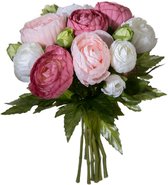 Viv! Home Luxuries Ranonkel boeket - kunstbloem - 20cm - roze - topkwaliteit