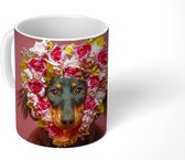 Mok - Dier - Bloemen - Hond - 350 ML - Beker - Uitdeelcadeautjes