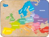 Muismat Europese kaart Rubber - Hoge kwaliteit foto van Europa op de kaart - Muismat op polyester bedrukt - 25 x 19 cm - Anti-slip muismat - 5mm dik - Muismat met foto - heerlijk v