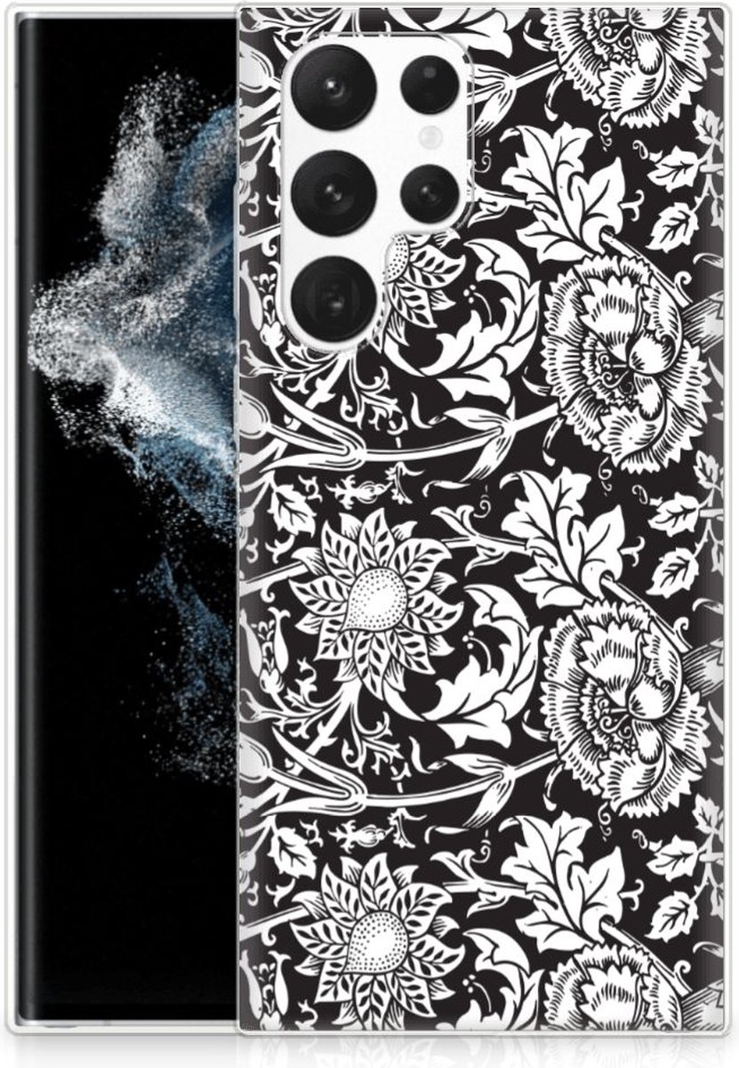 Samsung Galaxy S22 Ultra TPU Case Black Flowers