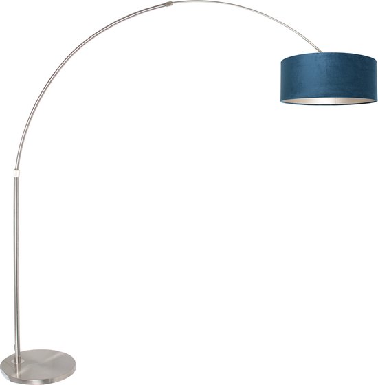 Steinhauer Sparkled Light booglamp - uittrekbaar - 155 tot 215 cm diep - staal met blauwe kap