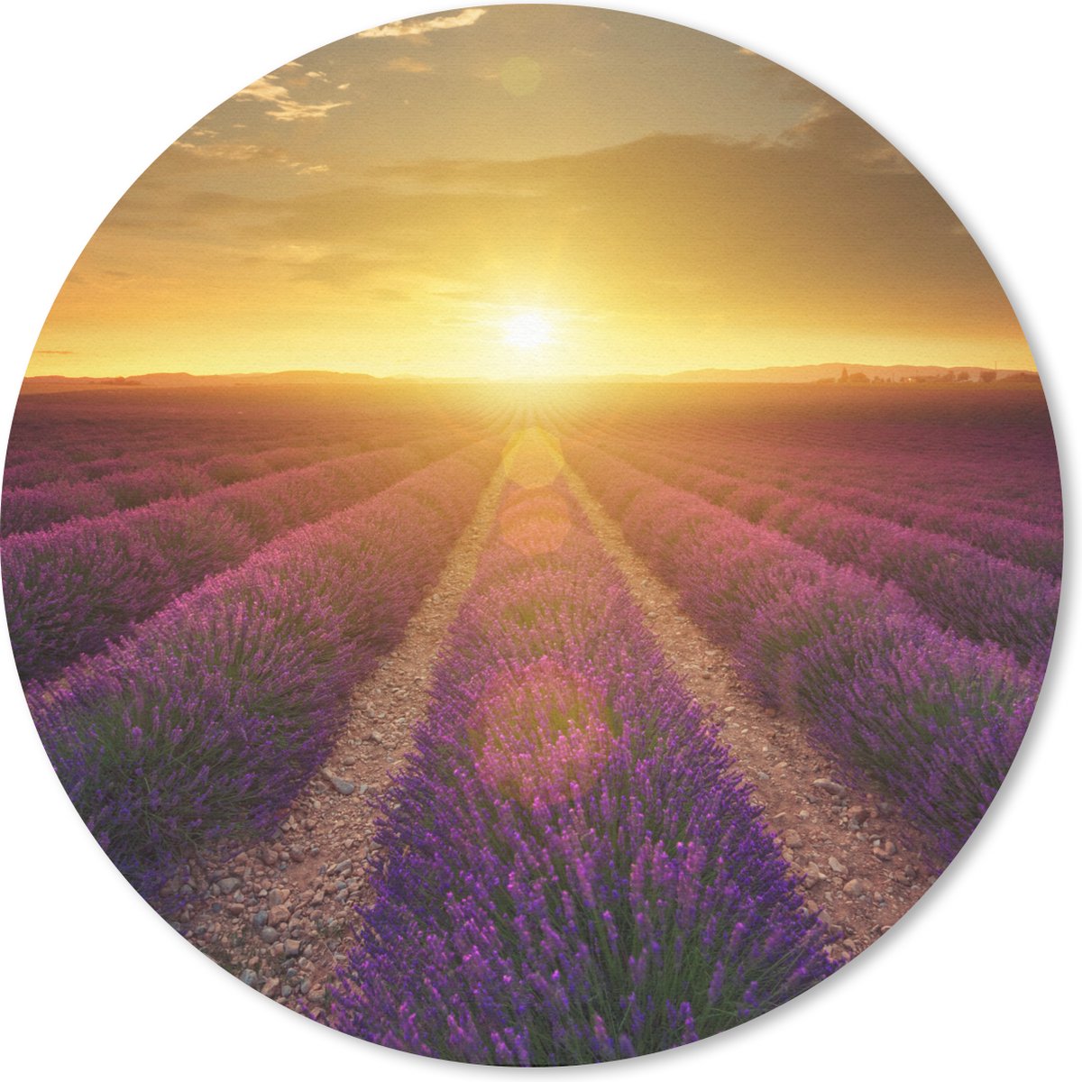 Muismat rond 30x30 cm - Mousepad Zonsondergang - Lavendel - Frankrijk - Ronde muismatten