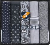 Suitable - Zakdoeken 5-Pack Patronen Blauw Grijs - Katoenen - Cadeauverpakking