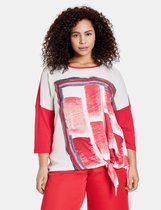 SAMOON Dames Shirt met 3/4-mouwen en geknoopt detail EcoVero Strawberry Red gemustert-54