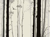 Sanders & Sanders fotobehang bomen zwart en grijs - 600979 - 3.6 x 2.7 m