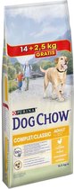 DOG CHOW Kipkroketten - Voor volwassen honden - 14 kg + 2,5 kg gratis