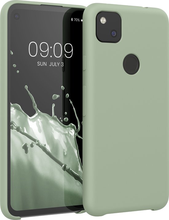 Étui pour téléphone kwmobile pour Google Pixel 4a - Étui avec revêtement en silicone - Étui pour smartphone en gris vert
