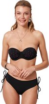 No Gossip Bandeau cupped bikiniset Zwart Stenen Design met schouderbandjes BLACK 38