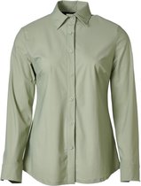 Dames blouse lange mouwen travelstof met klassieke kraag - pastel groen | Maat XL