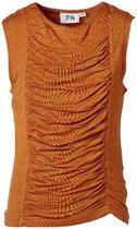 Meisjes shirt voorkant plooien cognac mouwloos | Maat 104/ 4Y