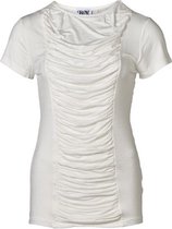 Dames shirt voorkant plooien offwhite | Maat XS