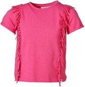 Meisjes shirt fuchsia korte mouwen met franjes | Maat 152/ 12Y