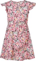 Meisjes jurk kleine bloemenprint kapmouwen - roze | Maat 140/ 10Y