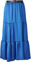 Dames maxi strokenrok  satijn look van viscose met elastische tailleband en afneembare riem - kobalt | Maat M-L