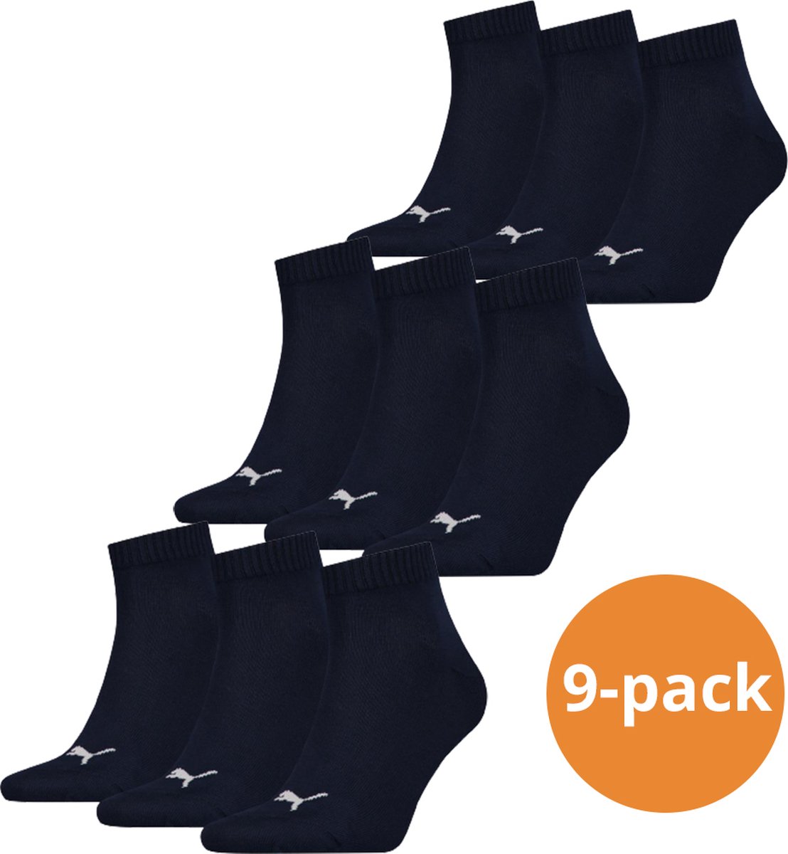 Puma Quarter Sokken Plain 9-pack -47/49 Blauw