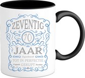 70 Jaar Legendarische Gebrouwen Mok met tekst | Donker Blauw - Zilver | Grappig Verjaardag Beker Cadeau | Bedrukte Mokken | Zwart | 330 ML