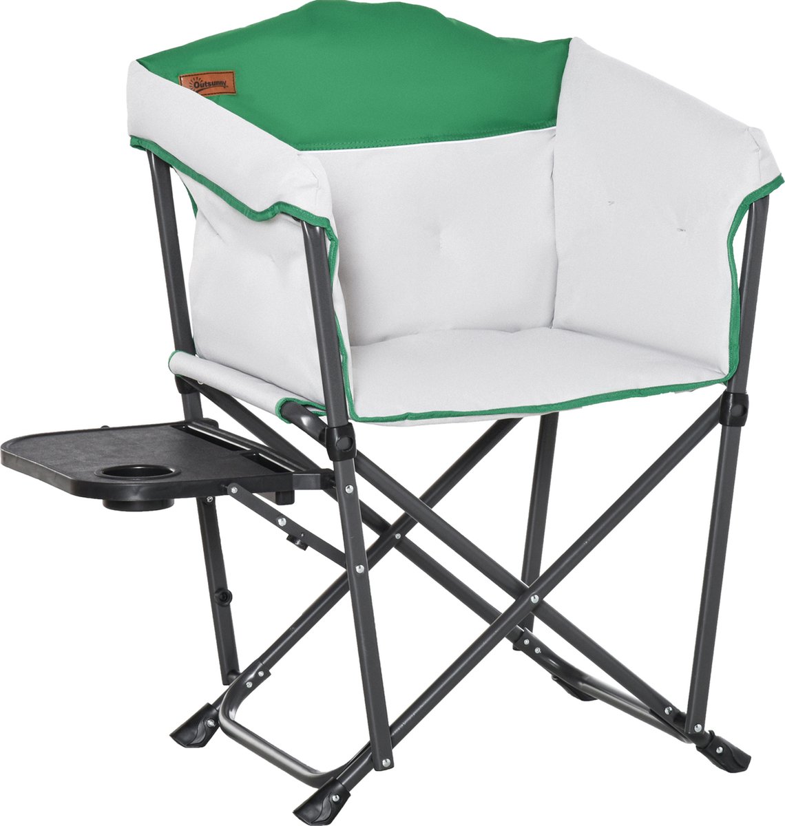 Outsunny Campingstoel regisseursstoel inklapbaar draagbaar Oxford-stof zwaar wit + groen A20-192