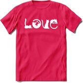Cat Love - Katten T-Shirt Kleding Cadeau | Dames - Heren - Unisex | Kat / Dieren shirt | Grappig Verjaardag kado | Tshirt Met Print | - Roze - XXL