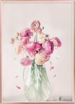 Poster Met Metaal Rose Lijst - Ranonkels Bloemen Poster