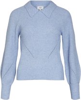 Object Kila L/s Knit Pullover Truien & Vesten Dames - Sweater - Hoodie - Vest- Lichtblauw - Maat L