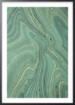 Poster Met Zwarte Lijst - Teal Marble Poster