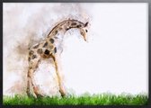 Poster Met Zwarte Lijst - Giraffe Aquarel Poster