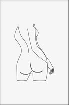 Walljar - Woman Body Line Art - Muurdecoratie - Poster met lijst