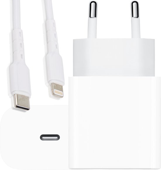Chargeur rapide USB-C 20W avec câble iPhone - Chargeur iPhone - Wit -  Édition Premium