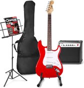 Guitare électrique avec amplificateur de guitare - MAX Gigkit - Perfect pour les débutants - avec support de guitare, pupitre, accordeur de guitare, sac de guitare et médiator - Rouge