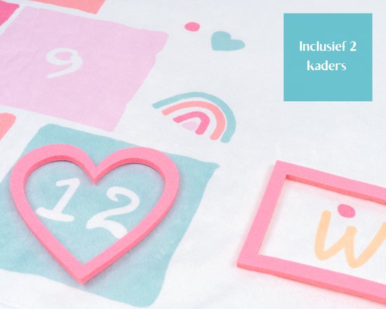 Flouer Mijlpaaldeken Hinkelbaan - Milestone deken - Kraamcadeau meisje - Mijlpaaldeken baby - Babyshower meisje - Cadeau baby meisje - Kraamcadeautjes - Mijlpaal deken - Milestone blanket - Babyshower cadeau van FLO — afbeelding 5