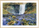 Poster Met Metaal Gouden Lijst - Skogafoss Waterval Poster