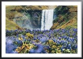 Poster Met Zwarte Lijst - Skogafoss Waterval Poster