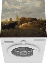 Wasmachine beschermer mat - Een vergezicht op Dordrecht met slapende veehoeder en vijf koeien - Aelbert Cuyp - Breedte 60 cm x hoogte 60 cm