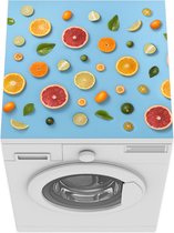 Wasmachine beschermer mat - Fruit - Citrus - Blauw - Breedte 60 cm x hoogte 60 cm