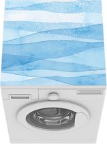 Wasmachine beschermer mat - Waterverf - Illustratie - Blauw - Breedte 60 cm x hoogte 60 cm