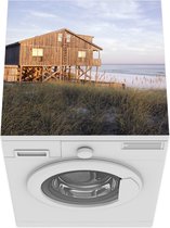 Wasmachine beschermer mat - Houten strandhuis - Breedte 60 cm x hoogte 60 cm