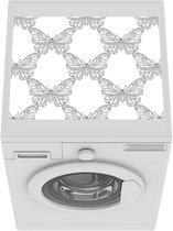 Wasmachine beschermer mat - Vlinders - Patronen - Zwart Wit - Breedte 55 cm x hoogte 45 cm