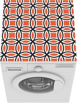 Wasmachine beschermer mat - Japan - Patronen - Rood - Zwart - Breedte 60 cm x hoogte 60 cm