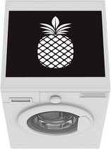 Wasmachine beschermer mat - Zwart-wit illustratie van een ananas - Breedte 55 cm x hoogte 45 cm