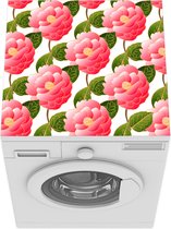 Wasmachine beschermer mat - Patroon - Bloemen - Roze - Breedte 60 cm x hoogte 60 cm