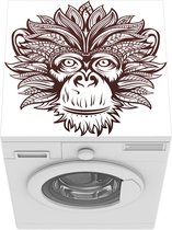 Wasmachine beschermer mat - Illustratie met het hoofd van een aap - Breedte 60 cm x hoogte 60 cm
