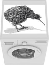 Wasmachine beschermer mat - Illustratie van een kiwi vogel in zwart-wit - Breedte 55 cm x hoogte 45 cm