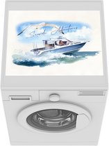 Wasmachine beschermer mat - Boot - Vogel - Water - Zee - Breedte 55 cm x hoogte 45 cm