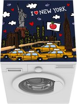 Wasmachine beschermer mat - New York - Tekening - Geel - Breedte 60 cm x hoogte 60 cm