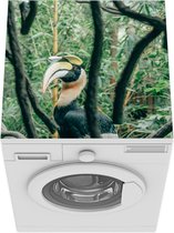 Wasmachine beschermer mat - Neushoornvogel - Takken - Planten - Vogel - Breedte 60 cm x hoogte 60 cm