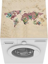 Wasmachine beschermer mat - Wereldkaart - Paars - Vintage - Breedte 60 cm x hoogte 60 cm