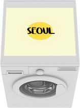 Wasmachine beschermer mat - Illustratie van de tekst Seoul op een gele achtergrond - Breedte 55 cm x hoogte 45 cm