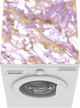 Wasmachine beschermer mat - Marmer - Wit - Paars - Goud - Breedte 60 cm x hoogte 60 cm